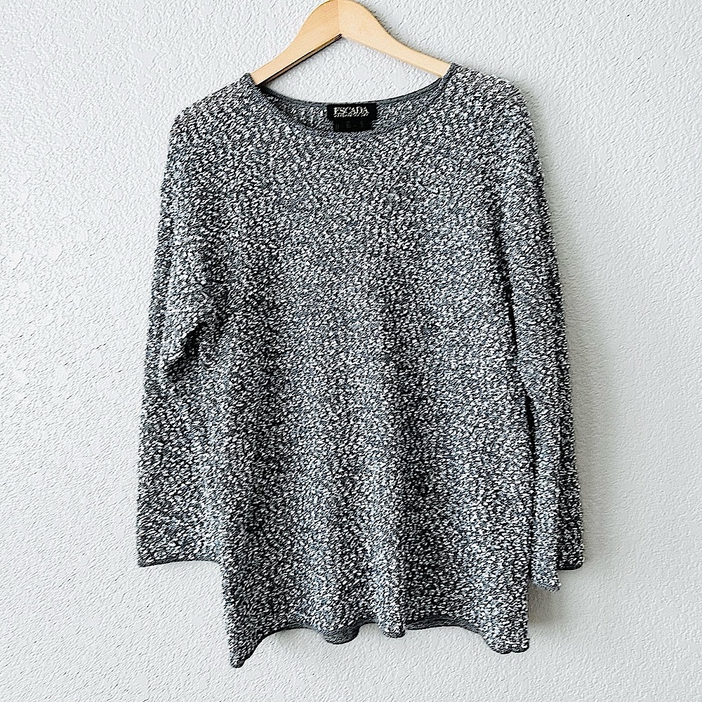 ESCADA Sweater Margaretha Ley Metallic Gray Silver Sparkle Wool Blend Size large